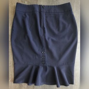 Body by Victoria ruffle and button-back pencil skirt sz 6 navy blue
